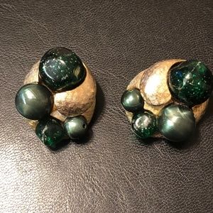 RARE Vintage Designer ART Pepper Clip-on Earrings Signed Gold Tone 1955-1969